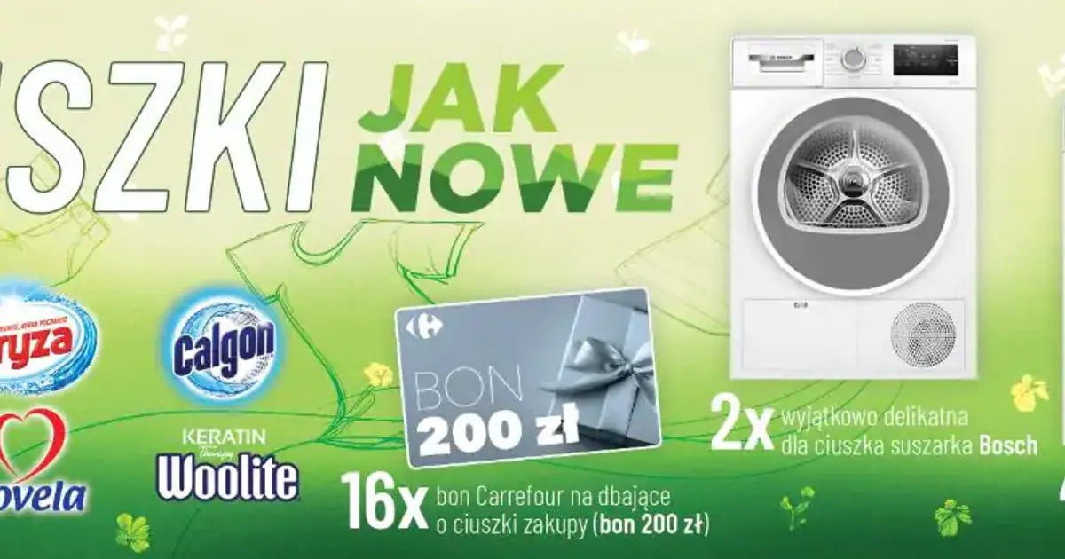 Konkurs Ciuszki jak nowe w Carrefour: pralki i suszarki Bosch do wygrania