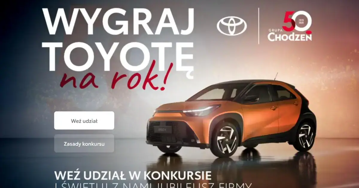 Wygraj Toyota Aygo X Hybrid na rok – konkurs Chodzeń z okazji 50-lecia grupy