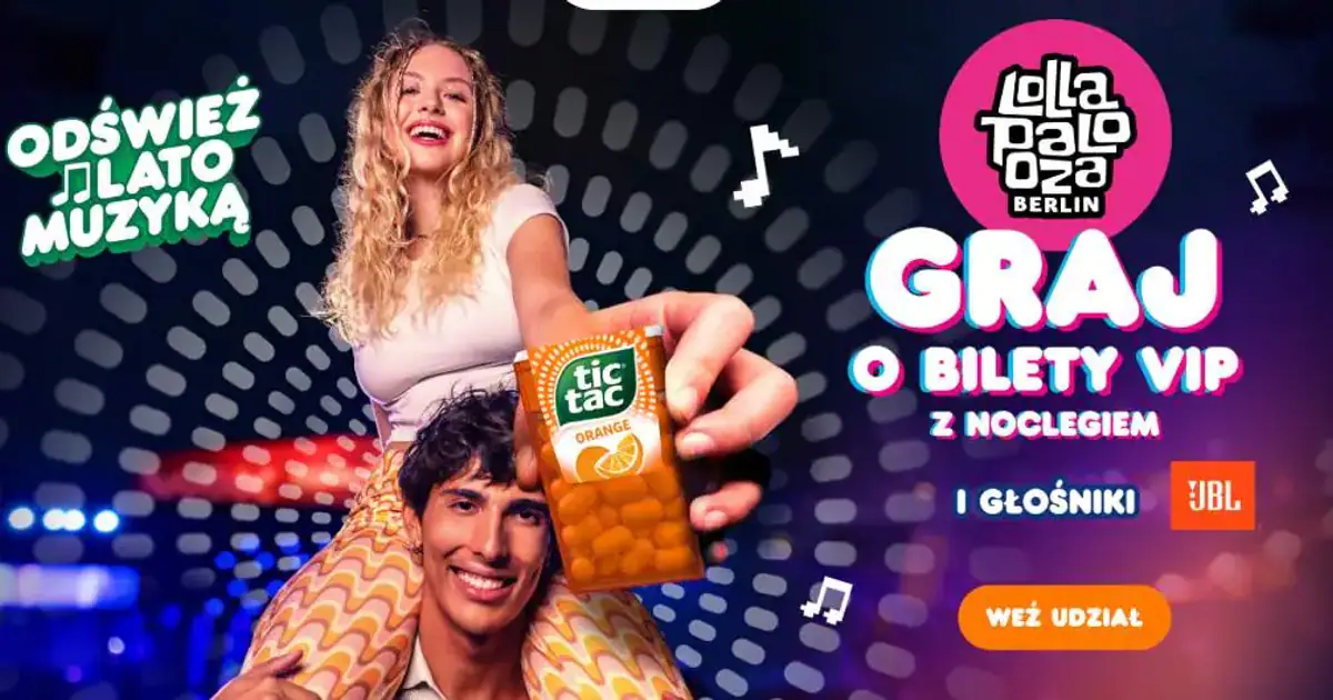 Loteria Tic Tac z biletami na Lollapalooza Berlin i głośnikami JBL czeka na Ciebie