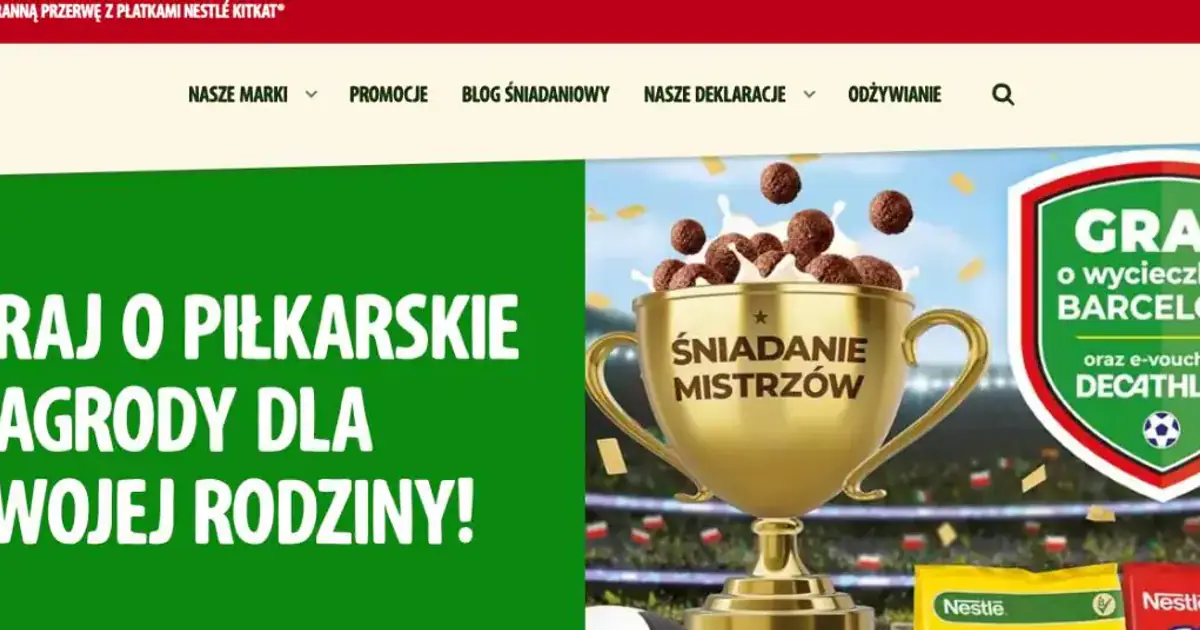 Loteria Nestlé Śniadanie Mistrzów: wyjazd do Barcelony i vouchery Decathlon do wygrania