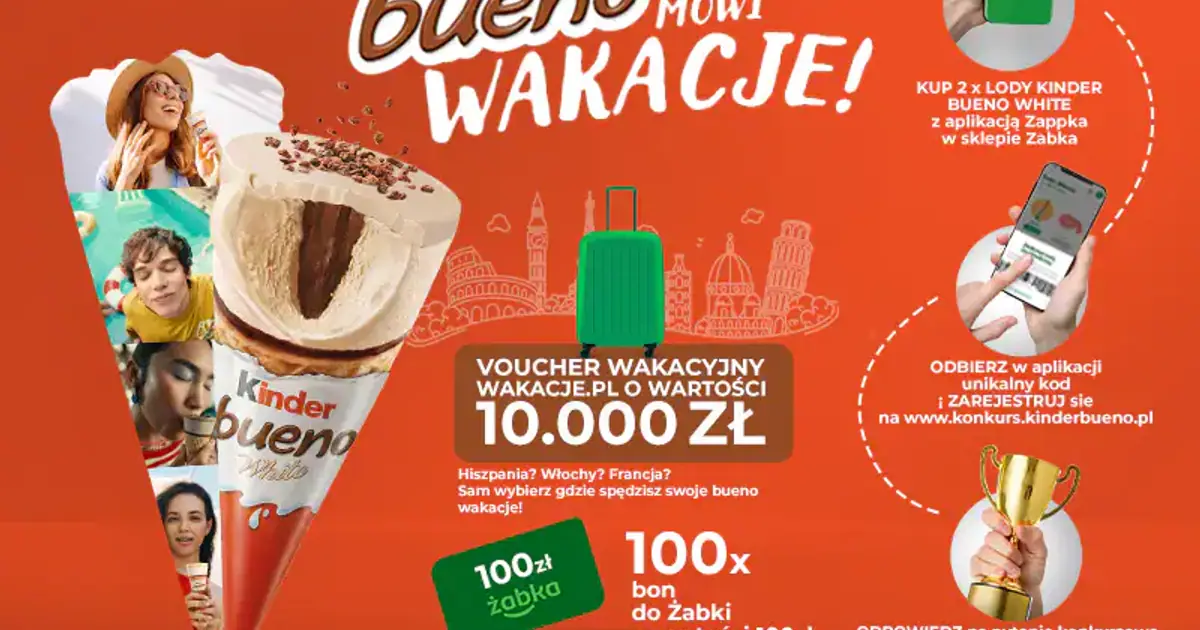 Konkurs Kinder Bueno x Żabka z voucherem do Wakacje.pl na czele
