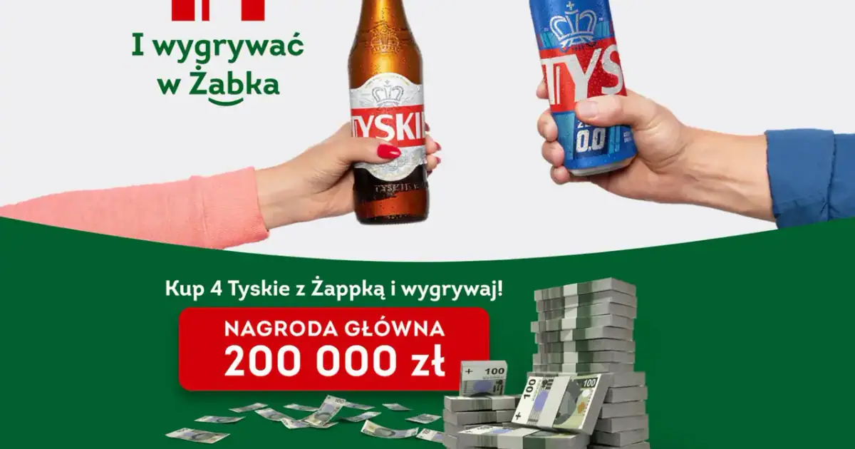 Wygraj 200 000 zł i bony Żabka w akcji Tyskie do 8 września
