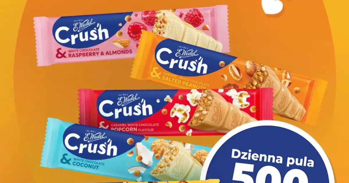 Odzyskaj do 20 zł za 4 batony Crush E.Wedel we wrześniu