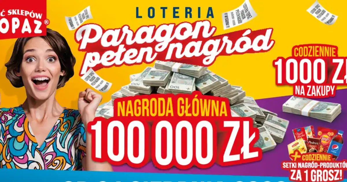 Wygraj 100 000 zł w akcji Topaz z paragonem do 11 października