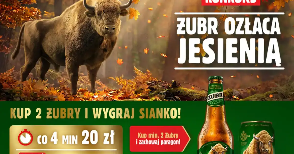 Do wygrania 20 000 zł i bony po 20 zł. Żubr rusza z loterią