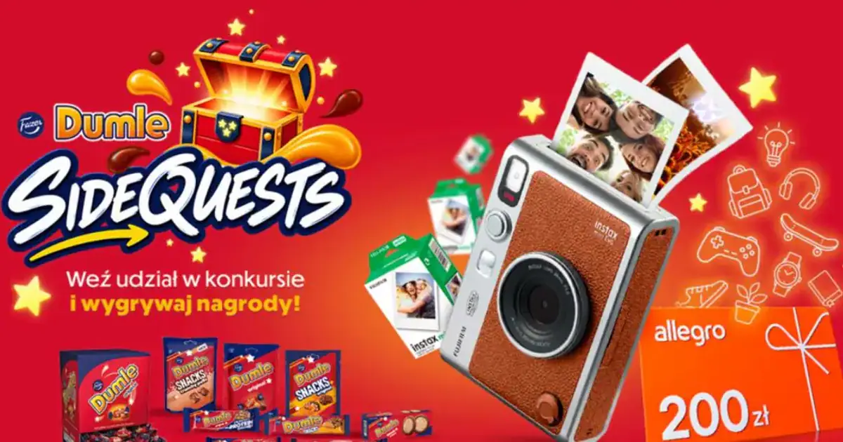 Wygraj aparat Instax i karty Allegro w konkursie Dumle