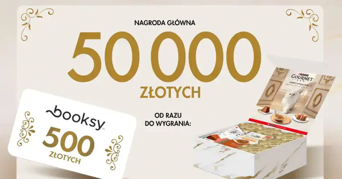 Wygraj 50 000 zł i karty Booksy w loterii Purina Gourmet