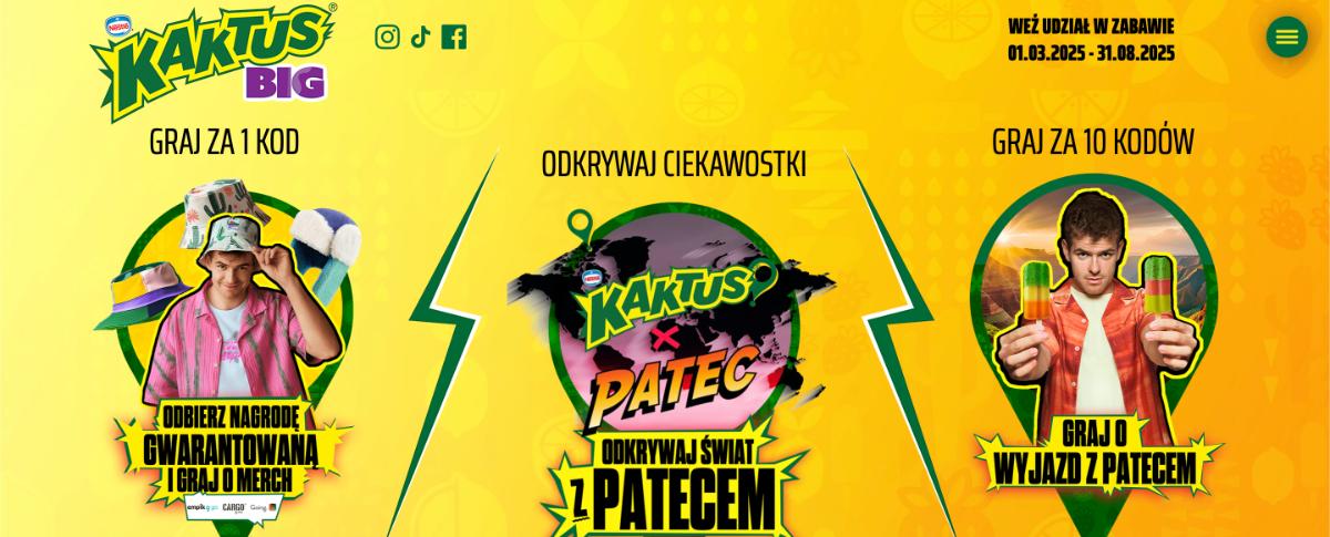 Konkurs Kaktus BIG "Graj o wyjazd z Patecem"