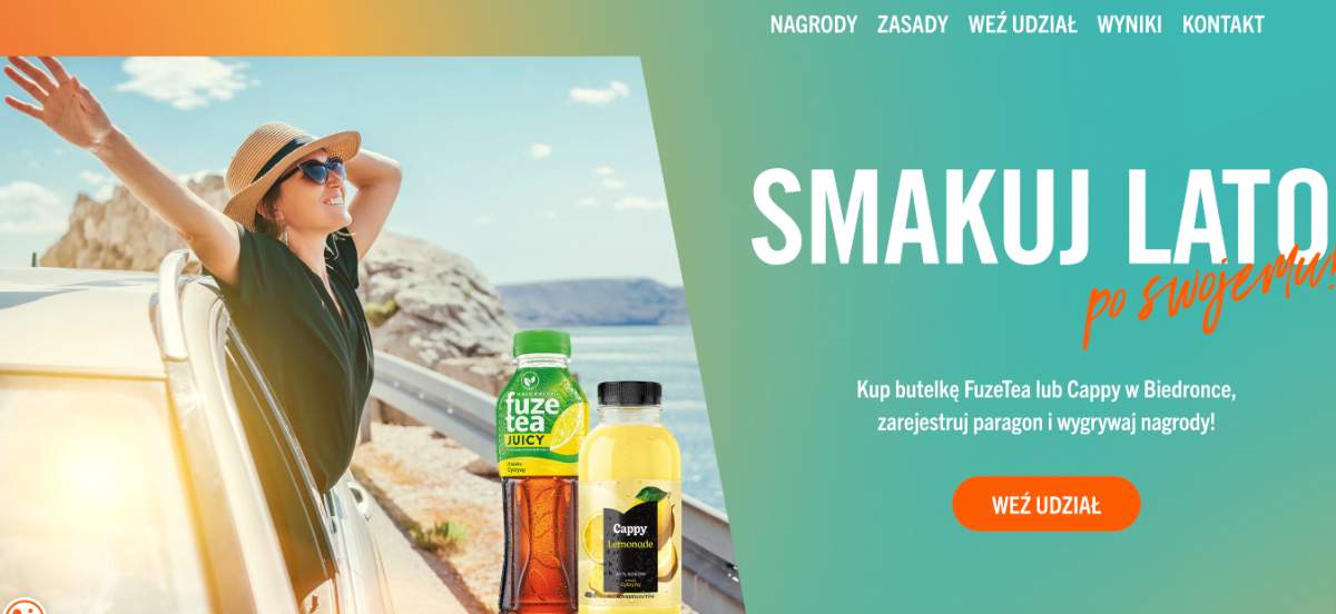 Loteria Biedronka x FuzeTea, Cappy „Smakuj lato po swojemu!”