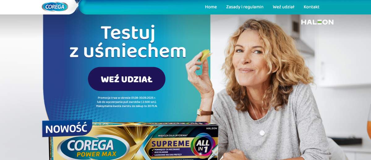 Promocja Corega „Testuj z uśmiechem”