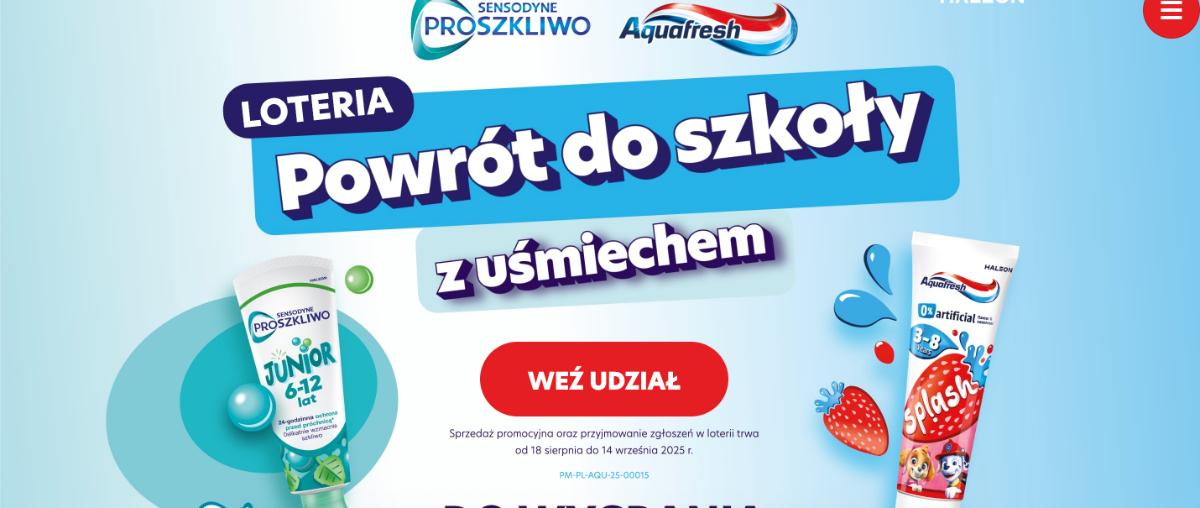 Loteria Aquafresh oraz Sensodyne dla dzieci „Powrót do szkoły z uśmiechem”