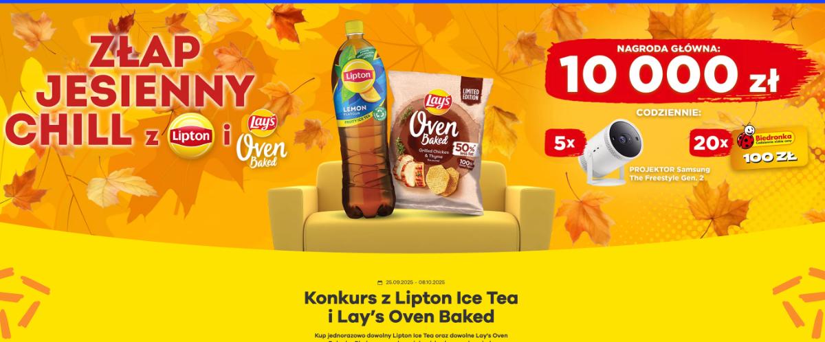 Konkurs Lipton Ice Tea i Lay’s Oven Baked x Biedronka „Złap jesienny chill z Lipton Ice Tea i Lay’s"