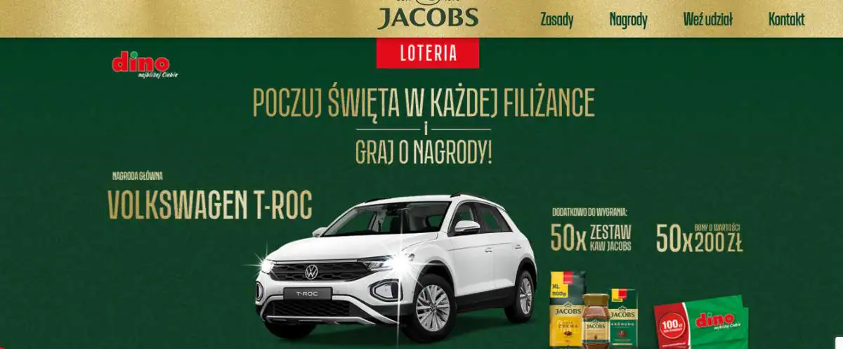 Loteria Jacobs x Dino „Poczuj Święta w każdej filiżance i graj o nagrody!”
