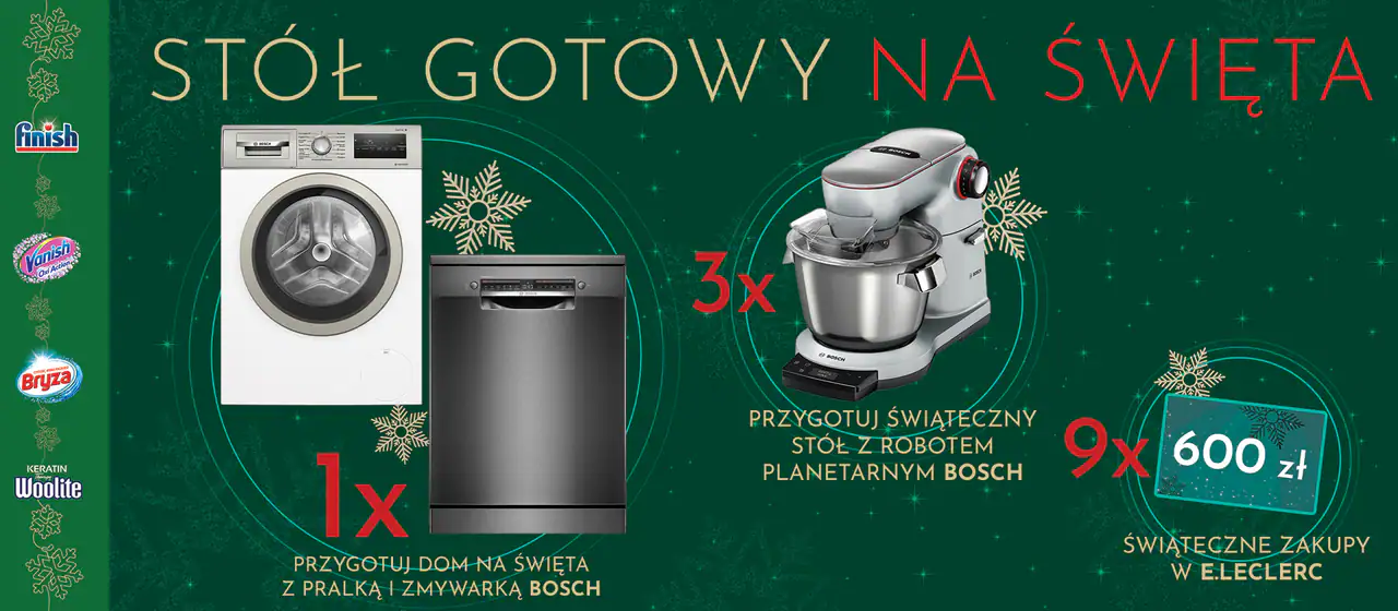 Konkurs E.Leclerc x Bryza, Woolite, Finish oraz Vanish „STÓŁ GOTOWY NA ŚWIĘTA”