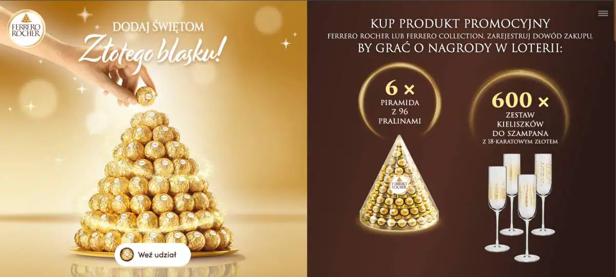 Loteria Ferrero „Dodaj Świętom złotego blasku Ferrero Rocher”