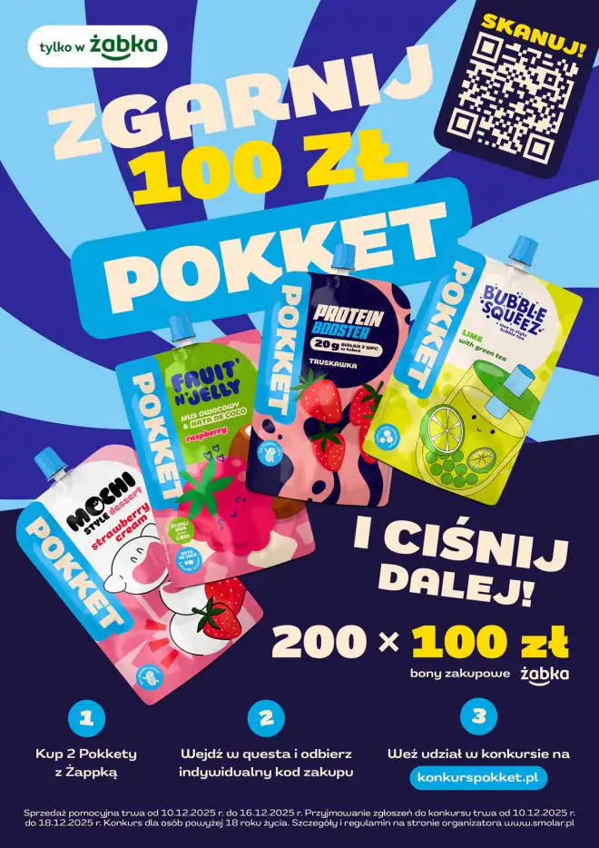 Konkurs Pokket x Żabka „Zgarnij 100 zł i ciśnij dalej”