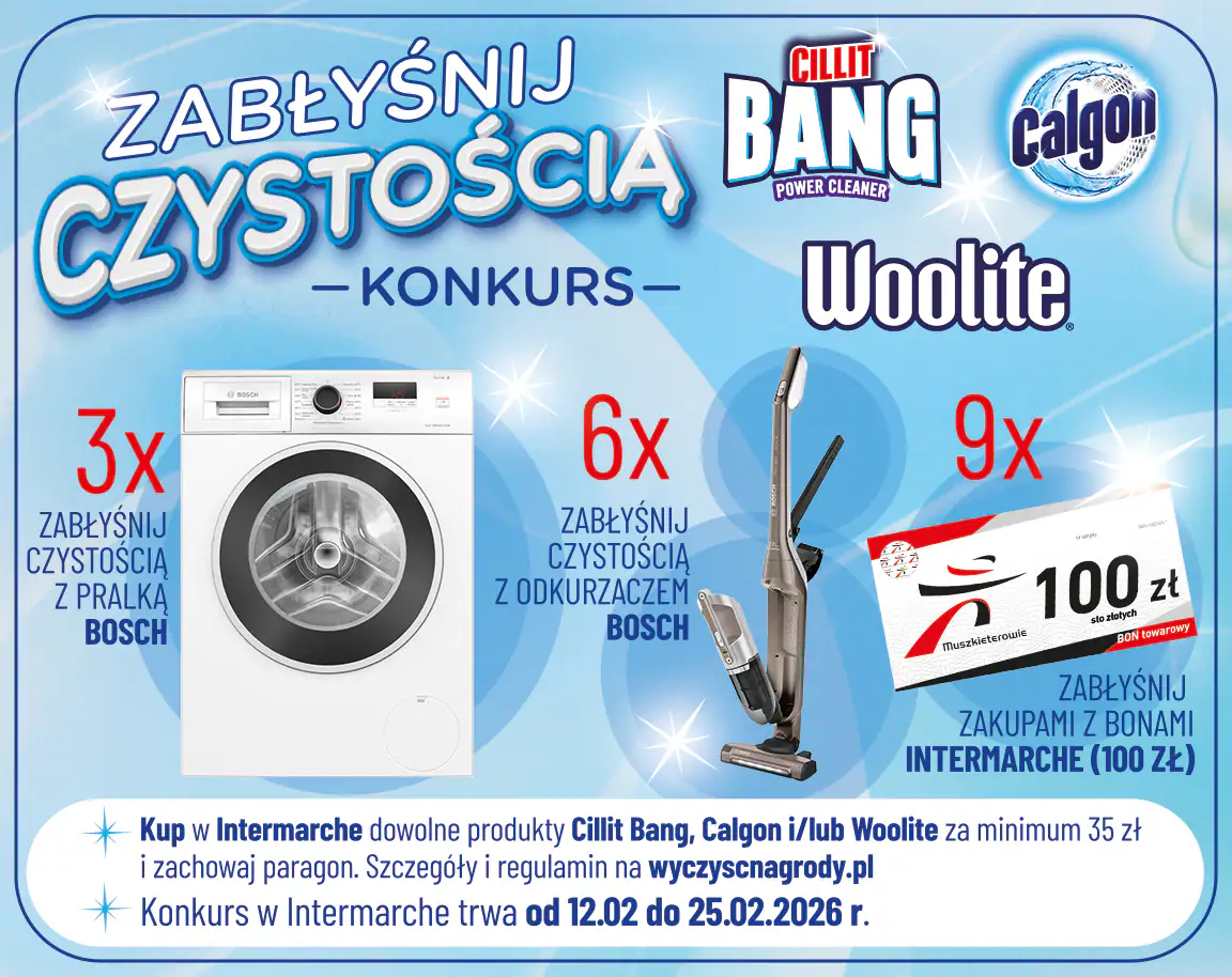 Konkurs Cillit Bang, Calgon i Woolite x Intermarche "Zabłyśnij czystością w Intermarche"