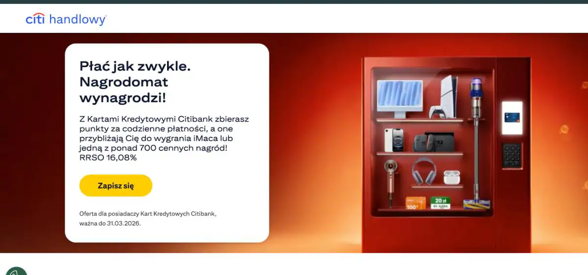 Loteria Citibank "Płać jak zwykle. Nagrodomat wynagrodzi!"