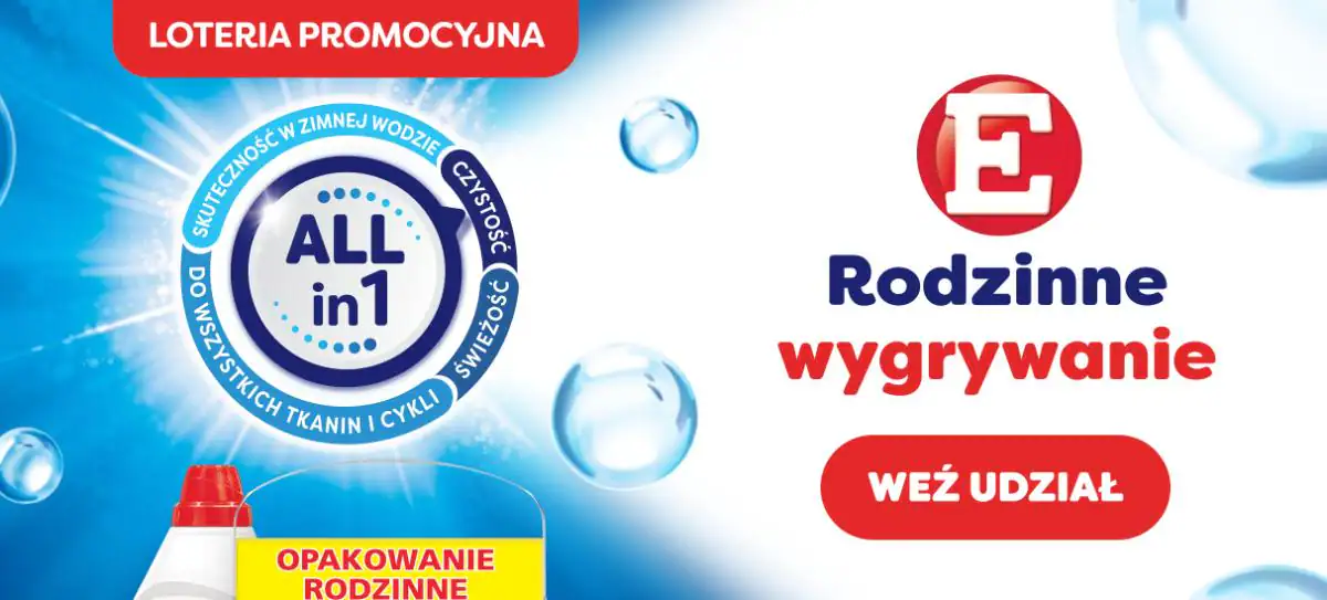 Loteria E "Łatwe pranie - Loteria z produktami do prania marki E"