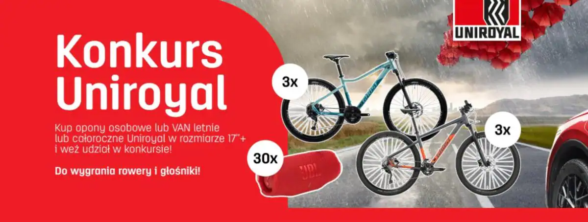 Konkurs Oponeo "Uniroyal - Wygraj rowery i głośniki"