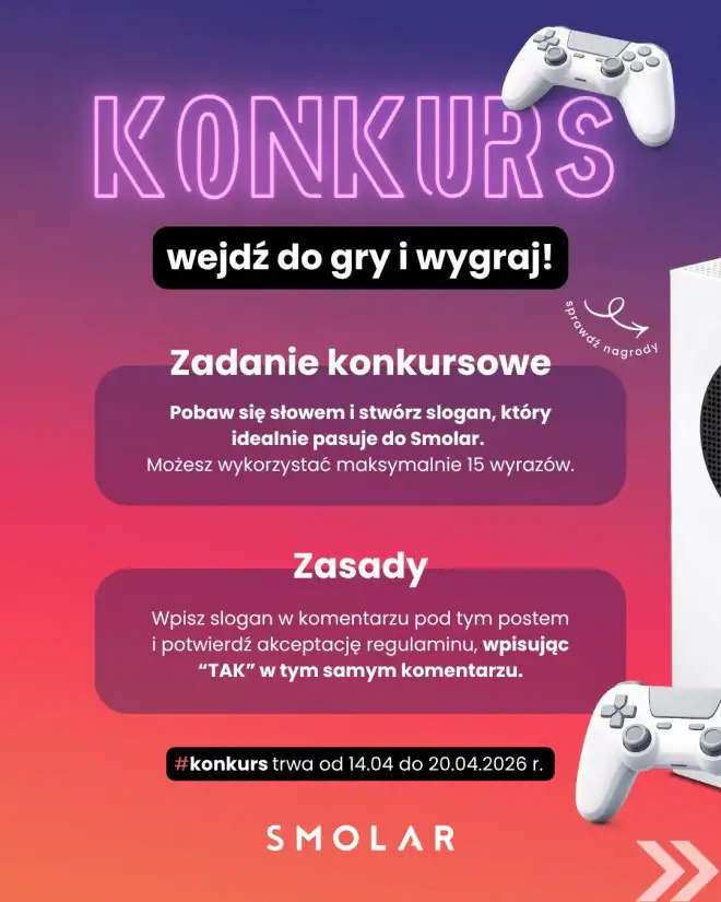 Konkurs Smolar "Wiosenny konkurs Smolar - Stwórz slogan i wygraj nagrody"