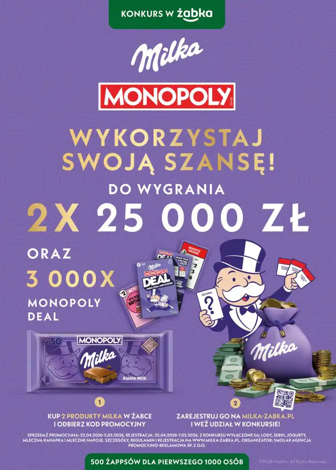 Konkurs Milka x Żabka "Monopoly  konkurs promocyjny"
