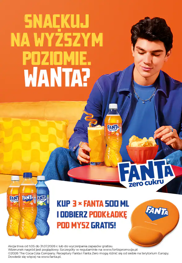 Loteria Fanta "Kup 3 x 500 ml Fanta- odbierz podkładkę Fanta"
