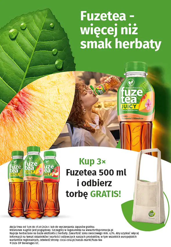 Loteria Fuzetea "Kup 3 x 500 ml Fuzetea - odbierz torbę Fuzetea"