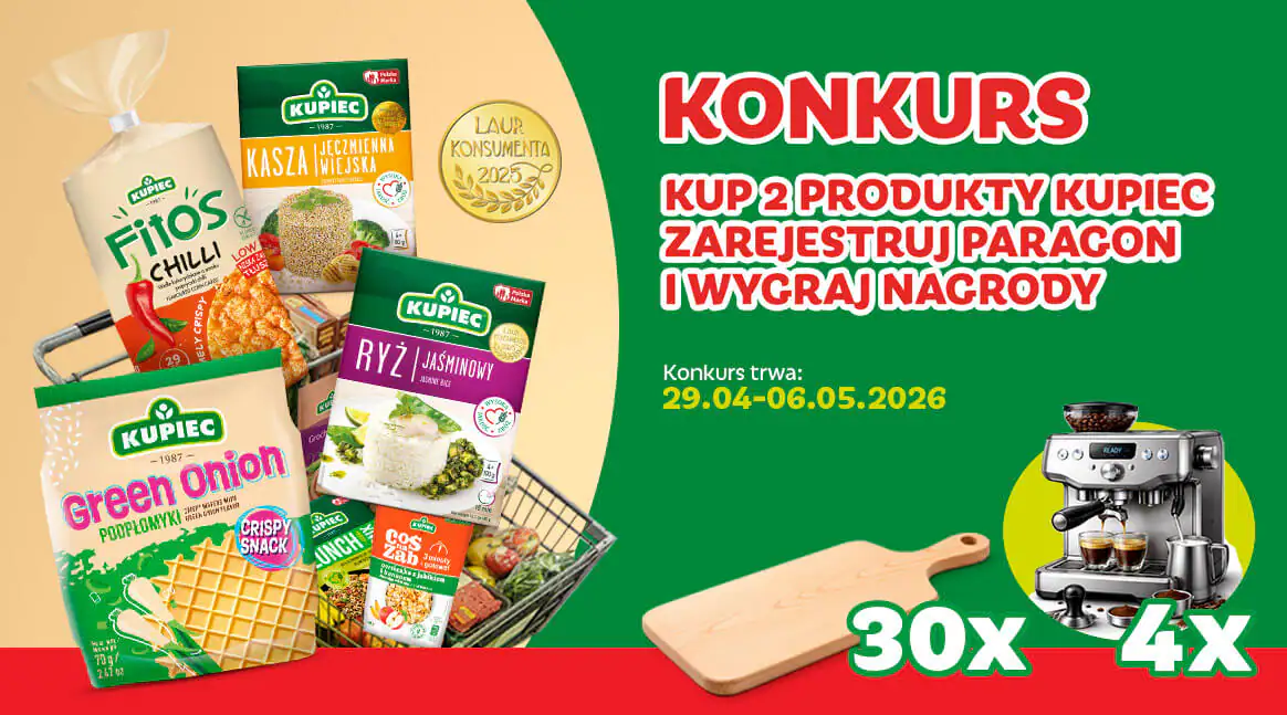 Konkurs Kupiec x Auchan "Kup 2 Produkty i Wygraj Ekspres do Kawy"