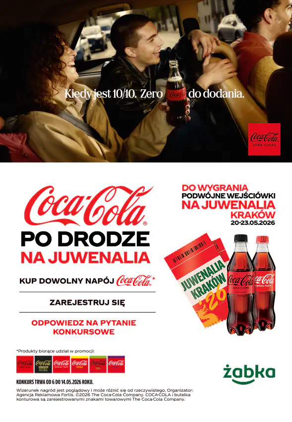 Loteria Coca - Cola x Żabka "WSKOCZ Z COCA-COLA I ŻABKA NA JUWENALIA - KRAKÓW"
