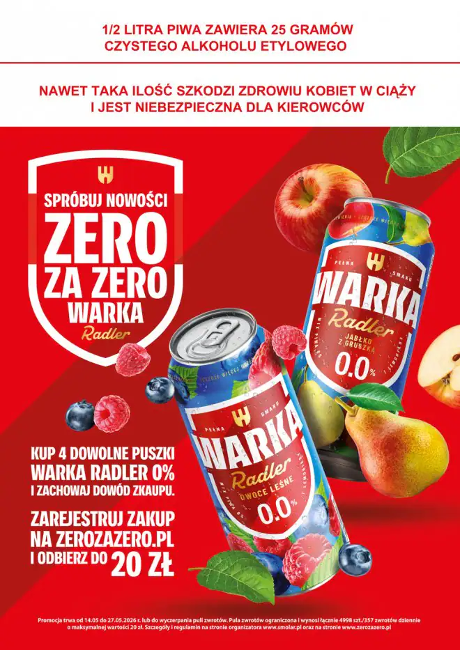 Konkurs Warka x Biedronka "Zero za zero - Warka Radler 0%"