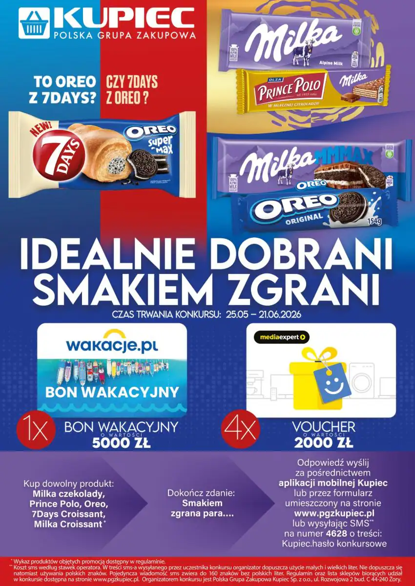 Konkurs Milka, Prince Polo, Oreo, 7Days x Kupiec "Idealnie dobrani smakiem zgrani"