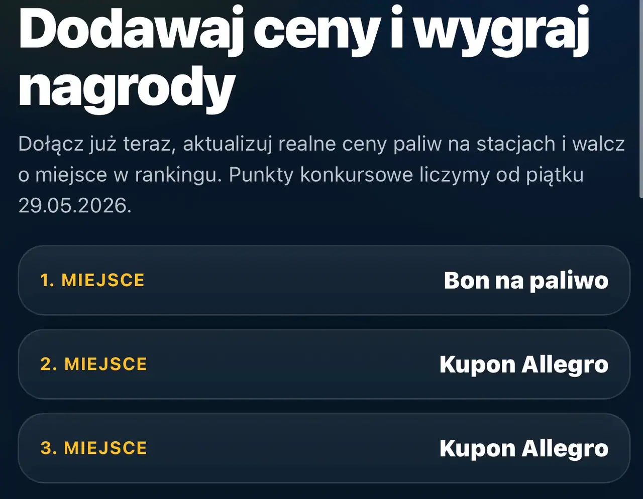 Konkurs TankujNajtaniej.pl "Wygraj bon na paliwo i kupony Allegro"