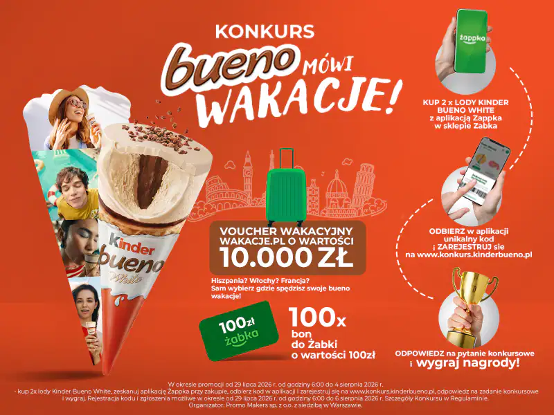 Konkurs Kinder x Żabka Bueno x Żabka "Bueno mówi wakacje"
