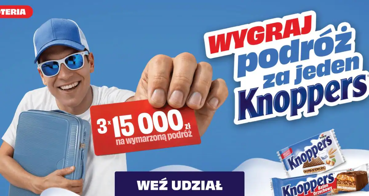 Loteria Knoppers "WYGRAJ PODRÓŻ ZA JEDEN KNOPPERS!"