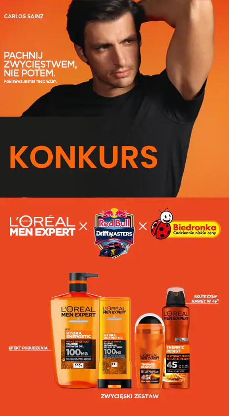 Konkurs L’Oreal Men Expert x Biedronka „L’Oreal Men Expert Twój codzienny pit stop”