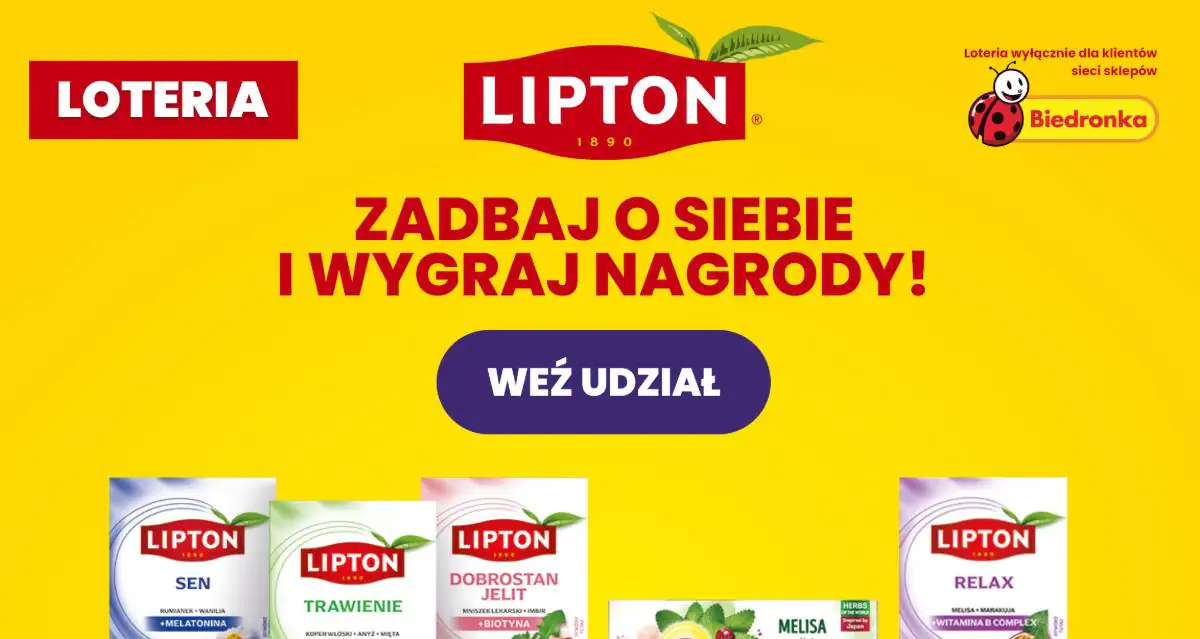 Loteria Lipton x Biedronka „Zadbaj o siebie i wygraj!” — tło
